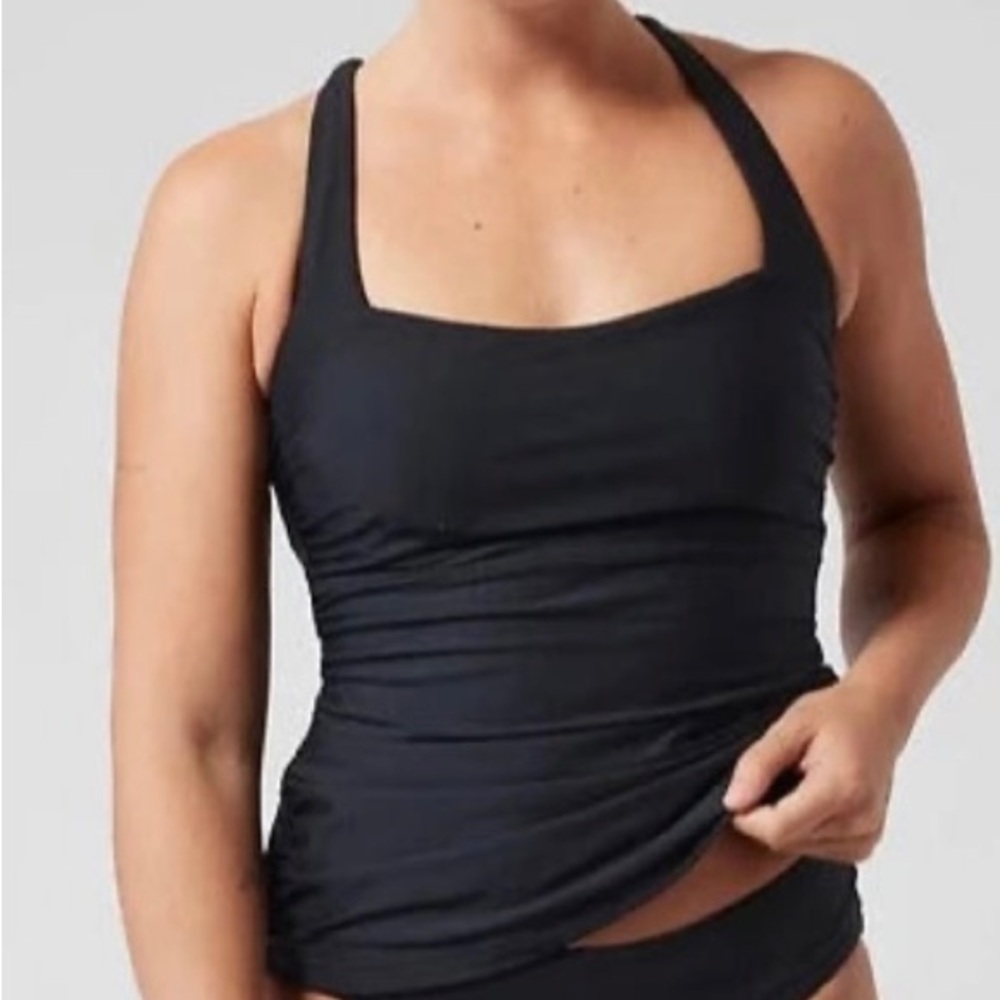Athleta Sz 34 B/C Square Neck Bra Cup Tankini Swim Top Padded Strappy B…